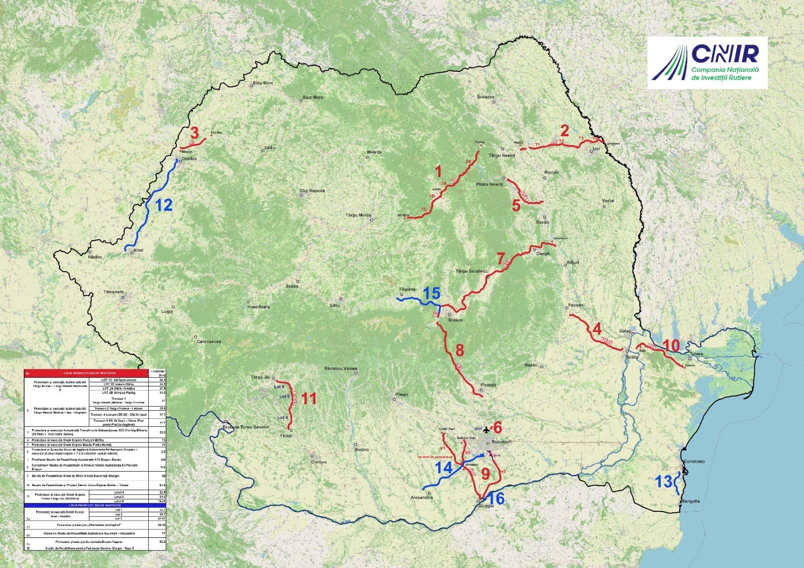 Compania Naţională de Investiţii Rutiere (CNIR) preia cinci proiecte majore noi de infrastructură rutieră/ Printre ele, autostrada Făgăraş-Braşov, drumul expres Arad-Oradea şi noul pod peste Dunăre Giurgiu-Ruse 2