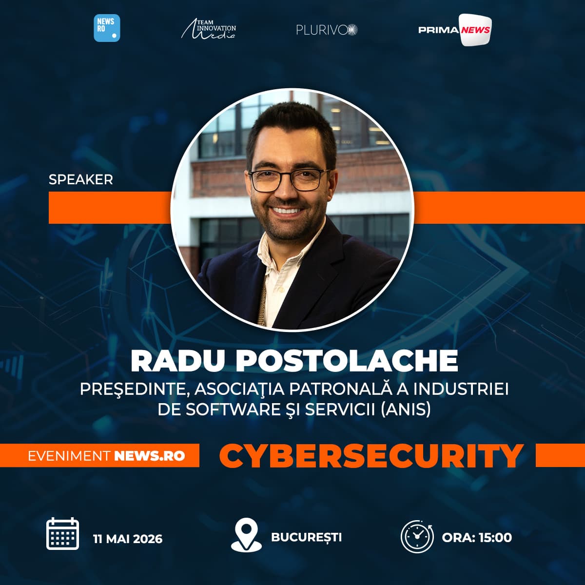 Eveniment News.ro - Radu Postolache (Asociaţia Patronală a Industriei de Software şi Servicii): Focusul în ziua de astăzi se duce în zona de AI, lăsând deoparte zona probabil mult mai importantă a securităţii cibernetice - VIDEO