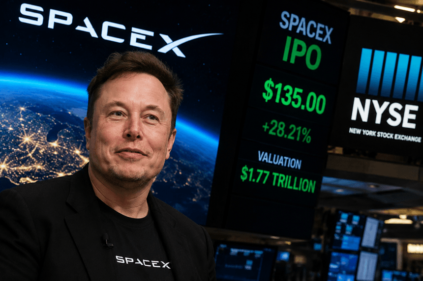 Acţiunile SpaceX au scăzut cu 12% luni, continuând corecţia după debutul spectaculos la bursă
