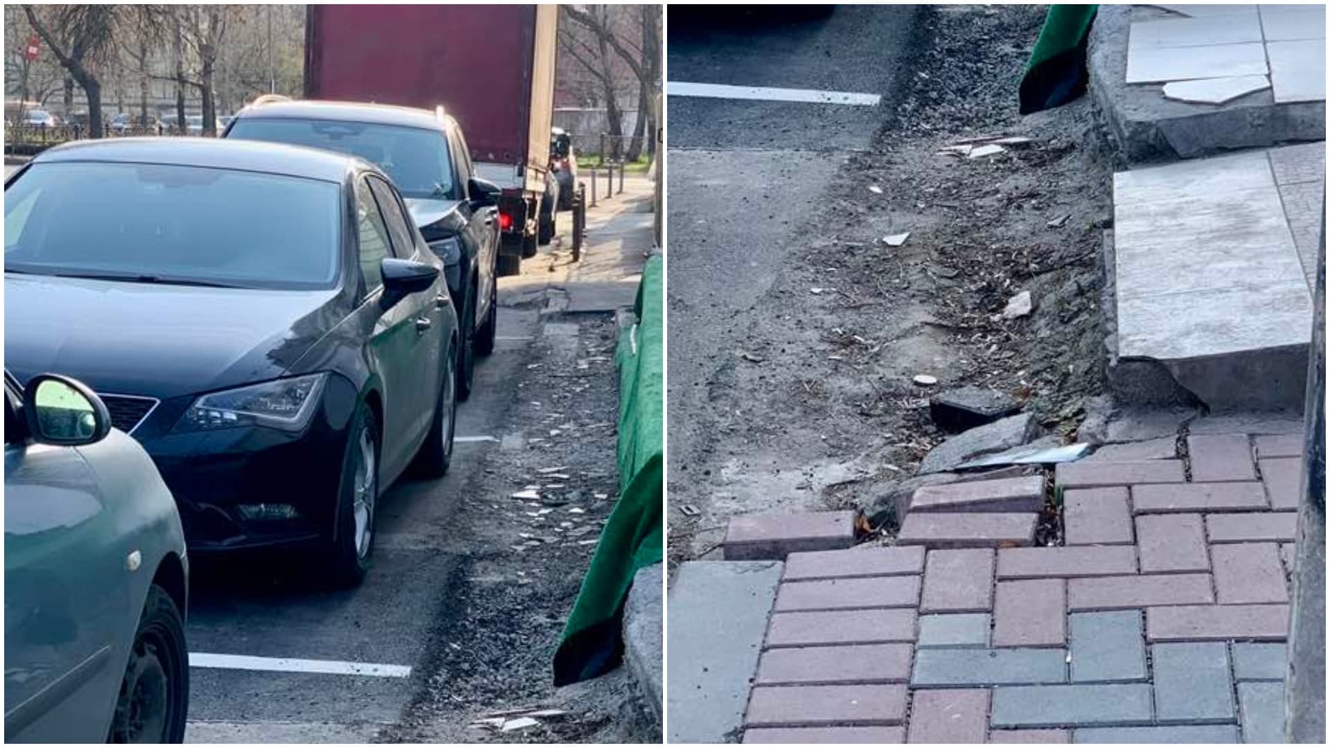 FOTO | Modernizare selectivă în sector la dl. Negoiță: parcări noi la margine de trotuare-dezastru. Bucureștean: Păi da, că din trotuare nu ies bani!