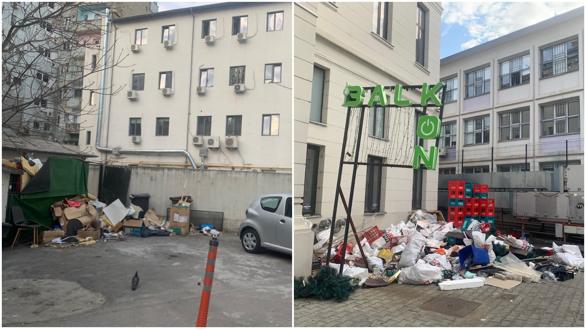 FOTO | Groapa de gunoi de lângă Școala Nr. 5, de pe Calea Victoriei. Elevii și profesorii sunt nevoiți să treacă pe lângă munții de deșeuri pentru a intra în săli