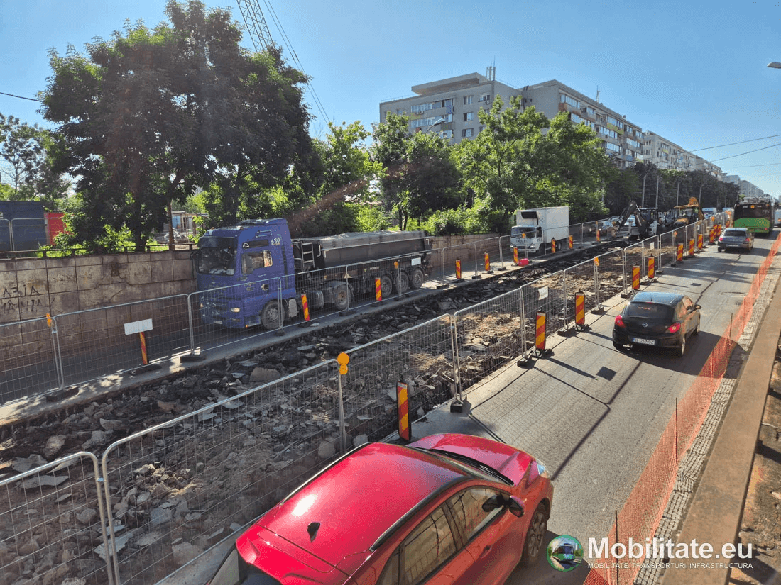 Etapă decisivă pe șantierul la șinele de tramvai de pe tronsonul Griviței – Pod Constanța – Jiului: au început săpăturile. Ce se întâmplă cu traficul