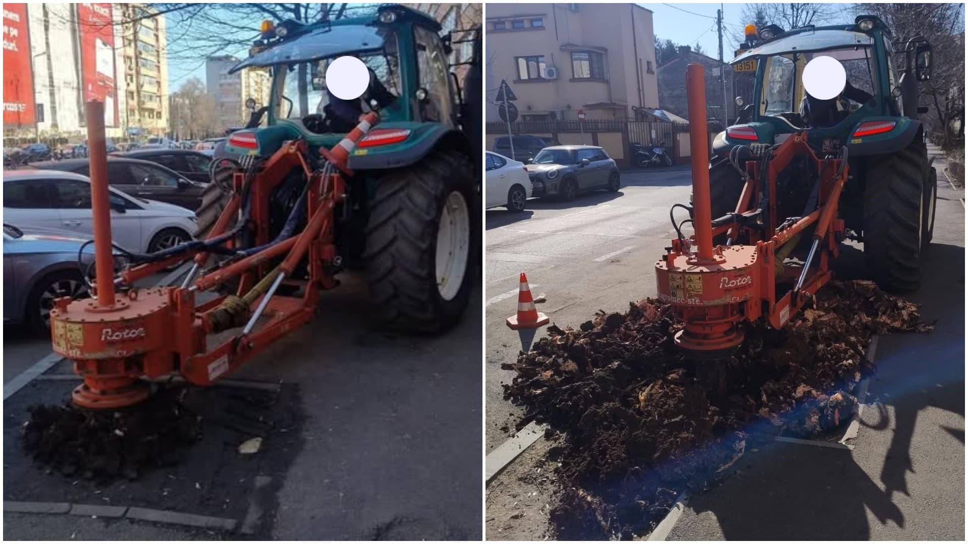FOTO | Un utilaj neobișnuit a atras toate privirile în Sectorul 2. La ce folosește „fiara” pe două roți