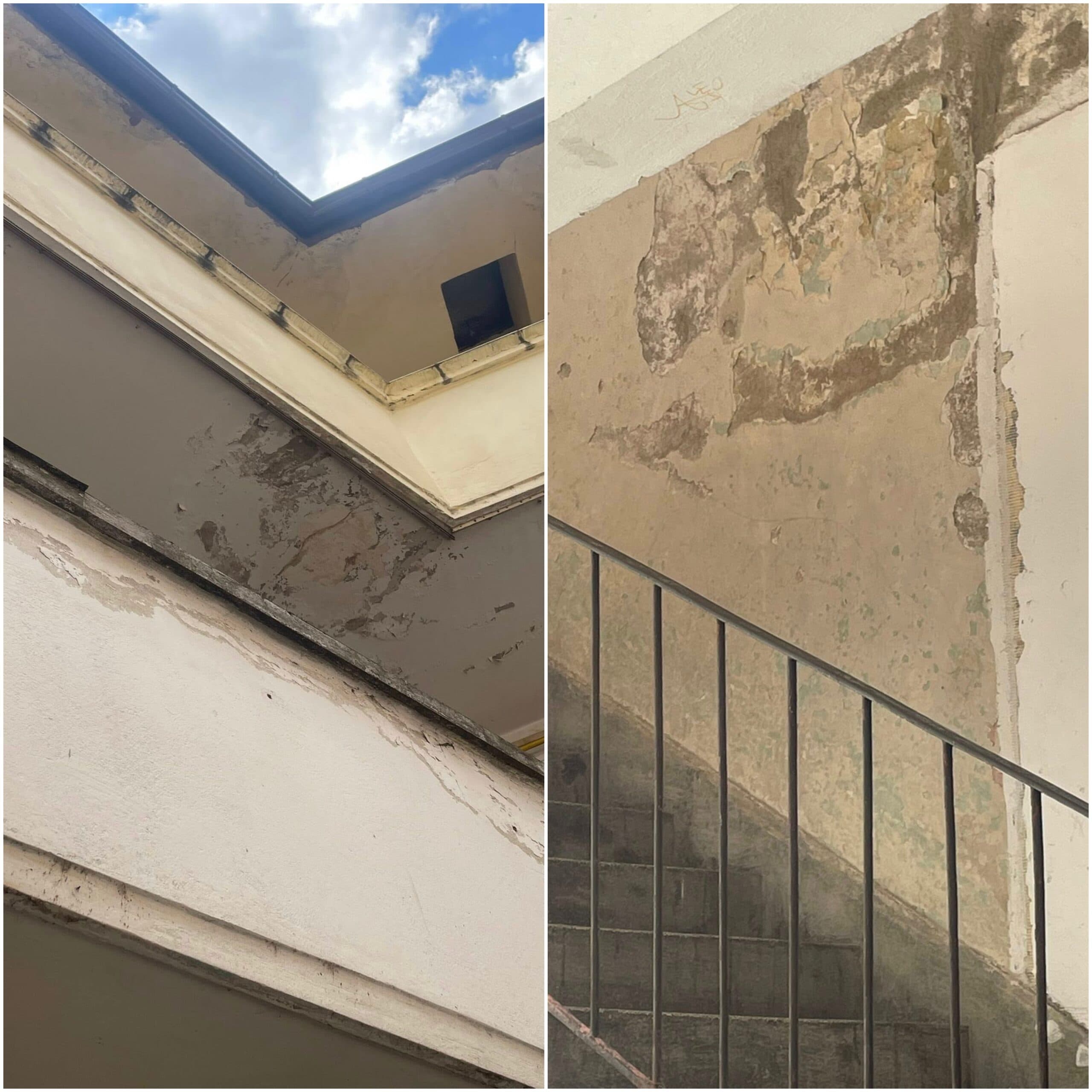 FOTO | Un bloc din sectorul 2 stă să se prăbușească. Locatar disperat: ”Domnule primar, cad tavanele pe copii, vă rugăm faceți ceva”. Ce spune legea