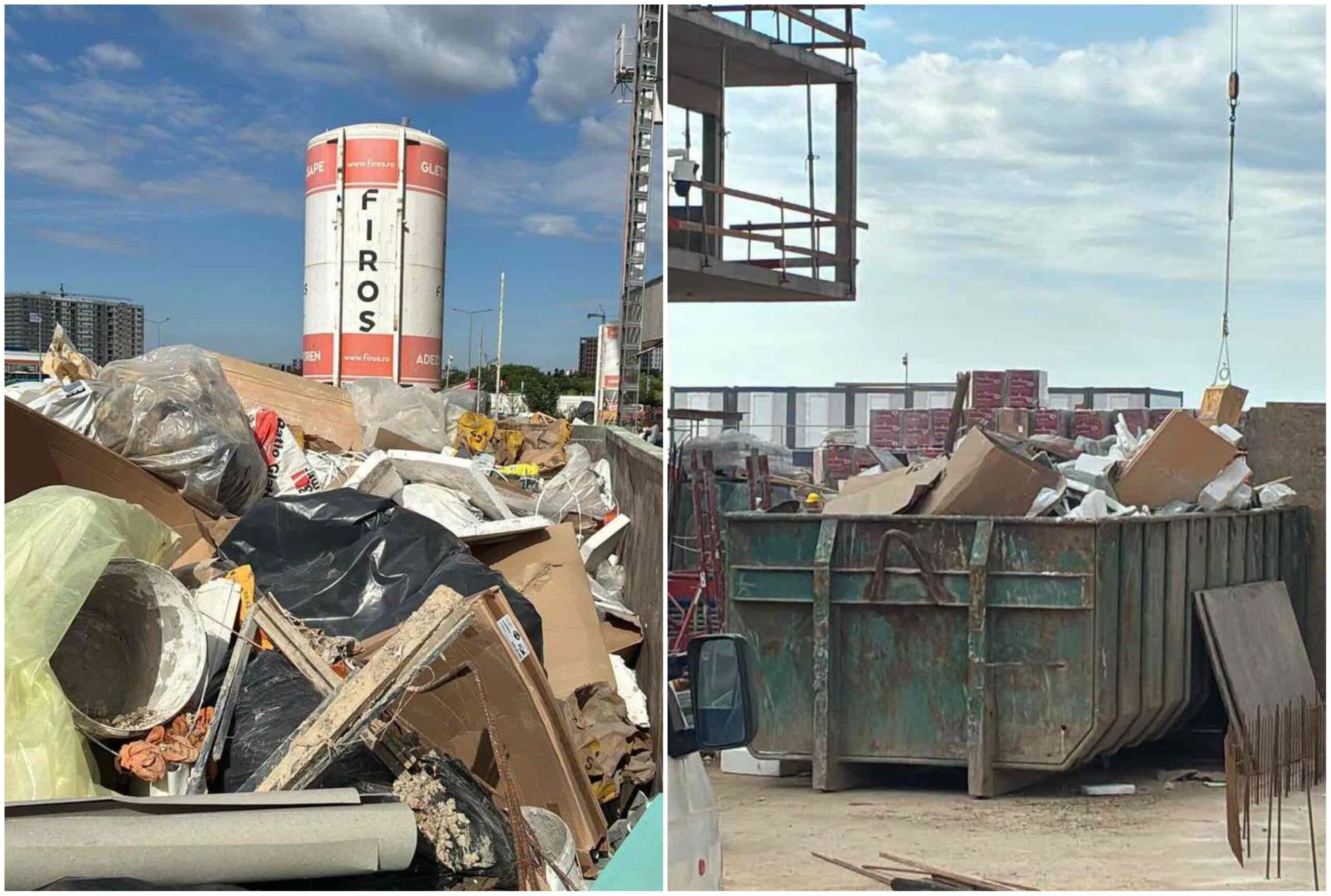 FOTO | Debandadă pe un șantier de pe Bulevardul Ghencea, unde se ridică un bloc de 11 etaje. Constructorul a fost amendat cu 65.000 de lei de Garda de Mediu