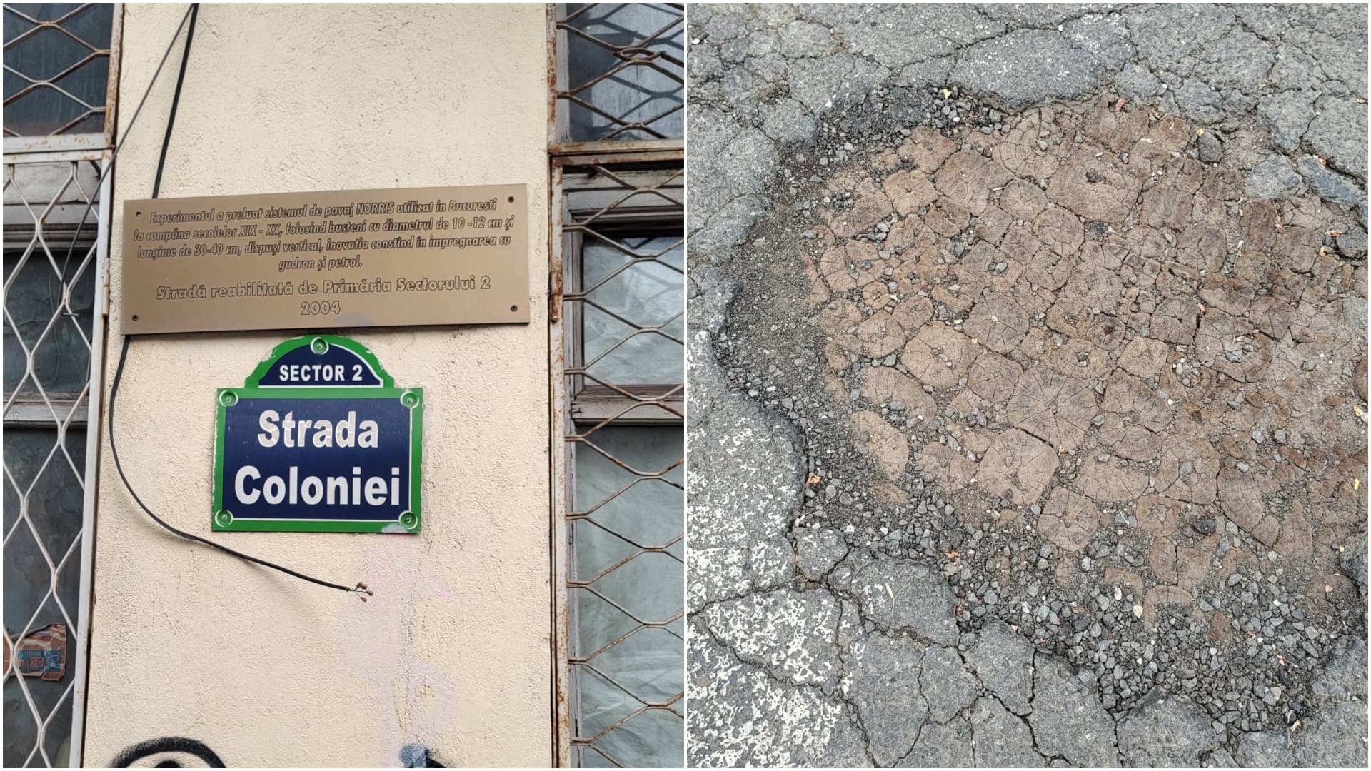 FOTO | Descoperire aproape arheologică pe strada Coloniei din București, unde asfaltul s-a făcut praf și a ieșit la lumină pavimentul pe care pășeau strămoșii