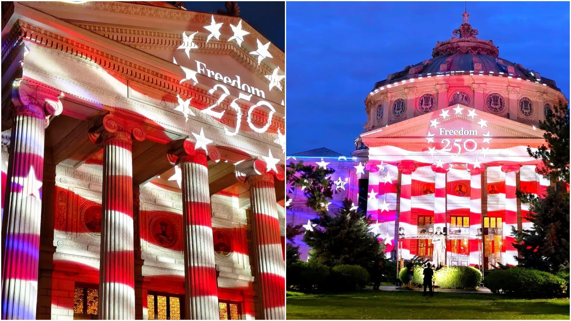 Mai multe clădiri din București vor fi iluminate în culorile steagului american. Se împlinesc 250 de ani de la fondarea SUA