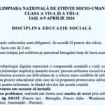 Subiect și barem Olimpiada Națională de Educație Socială 2026 – clasele a VII-a și a VIII-a: Proiect educațional de utilizare responsabilă a tehnologiilor digitale pentru informare