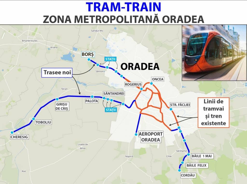 FOTO Primul Tram-train din țară, cea mai mare investiție în Oradea. Proiectul avansează în ritm alert