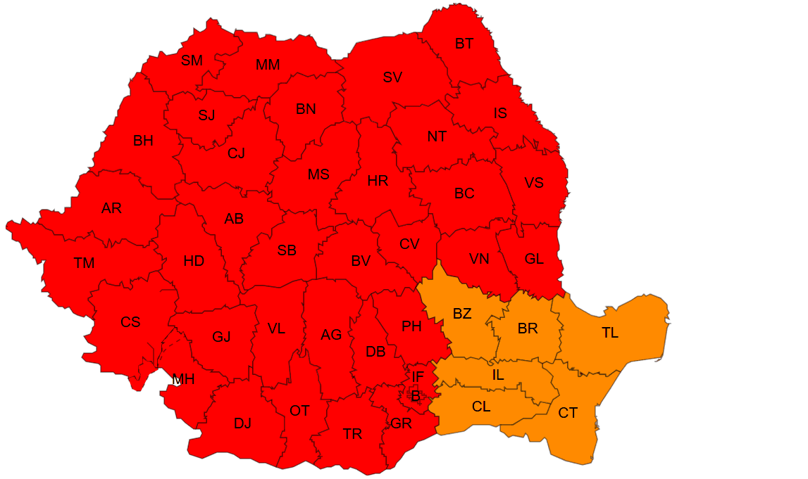 Aproape toată România e azi sub cod roșu de caniculă. Temperaturile urcă la 41 de grade