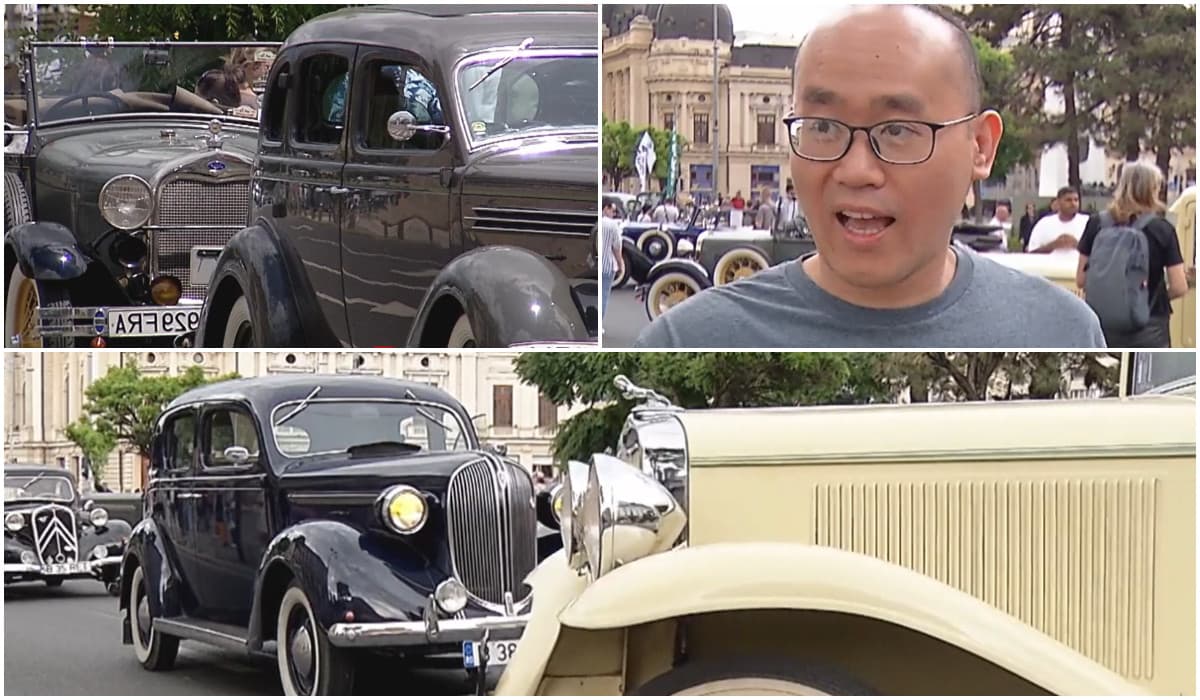 Reactia unui turist din New York când a văzut masinile de epocă expuse pe Calea Victoriei: "România e superbă"