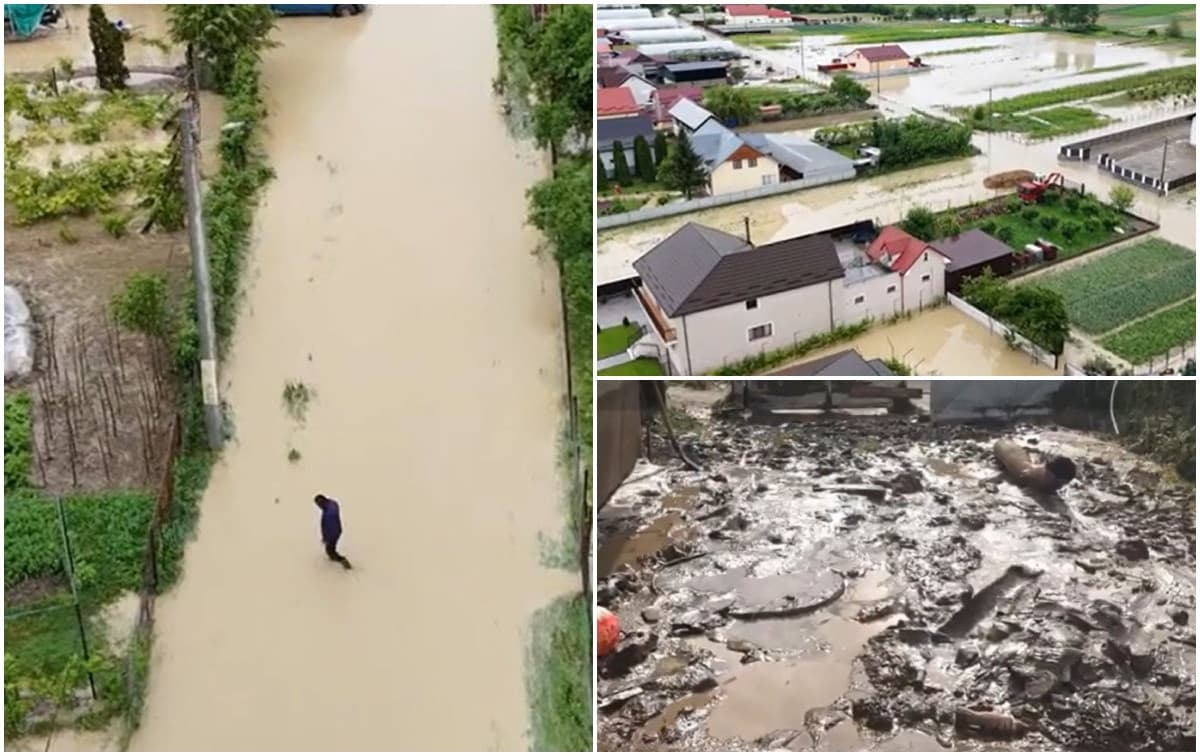 Inundații devastatoare în mai multe județe. Case pline de apă, drumuri rupte și gospodării izolate