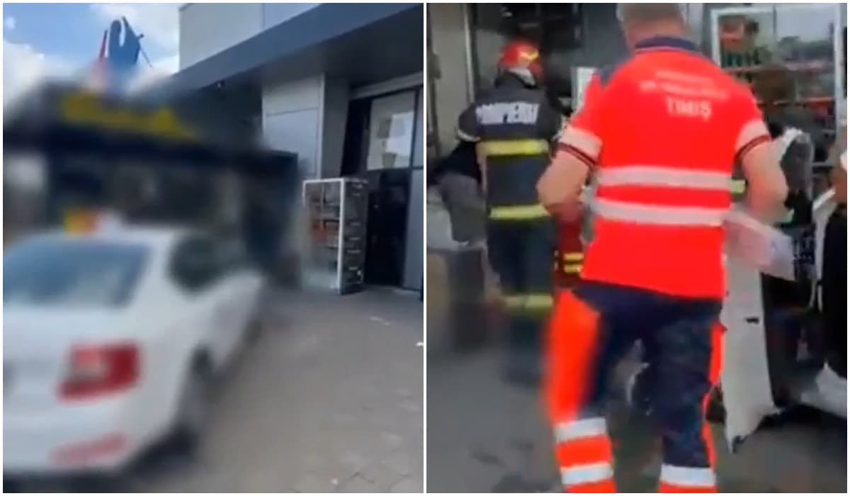 Filmul accidentului din Timişoara. Oamenii erau la coadă la patiserie când s-au trezit loviţi în plin de taxi