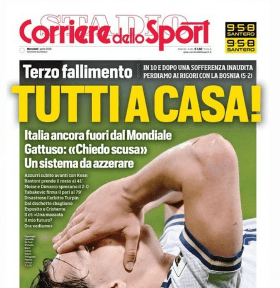 Italia a ratat calificarea la CM: „Apocalipsa continuă”, „un coşmar fără sfârşit”, „prăbuşirea totală a unui sistem” - ce spun presa italiană şi internaţională