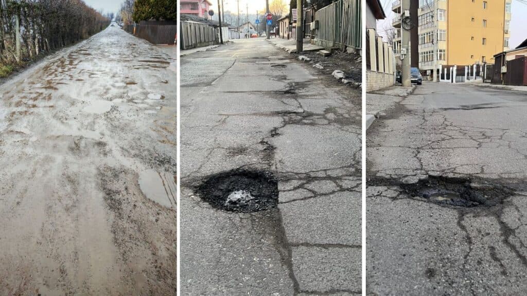 Viața ca la țară pe mai multe străzi din Iași: așa a decis Poliția Rutieră. Bani de asfaltare sunt de doi ani, licitațiile sunt atribuite din 2024, ieșenii de pe acestea se chinuie în continuare prin noroaie sau praf
