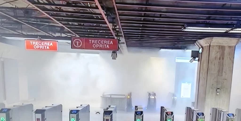 Incendiu la metrou după inundație: Panică în stația Universitate. Metrorex se chinuie să scoată 7 milioane de metri cubi de apă de la Piața Victoriei (Video)