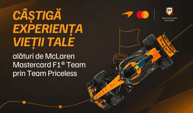 Doi români pot ajunge în mijlocul echipei campioane la Formula 1, gratis! Tot ce trebuie să faci e să participi la un quiz al Băncii Transilvania