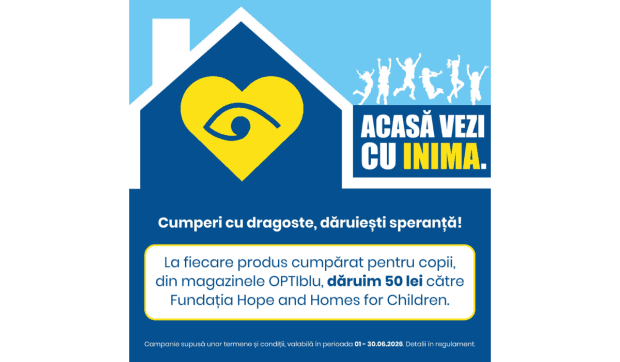 OPTIblu donează 50 de lei către Hope and Homes for Children pentru fiecare pereche de ochelari pentru copii vândută în luna iunie