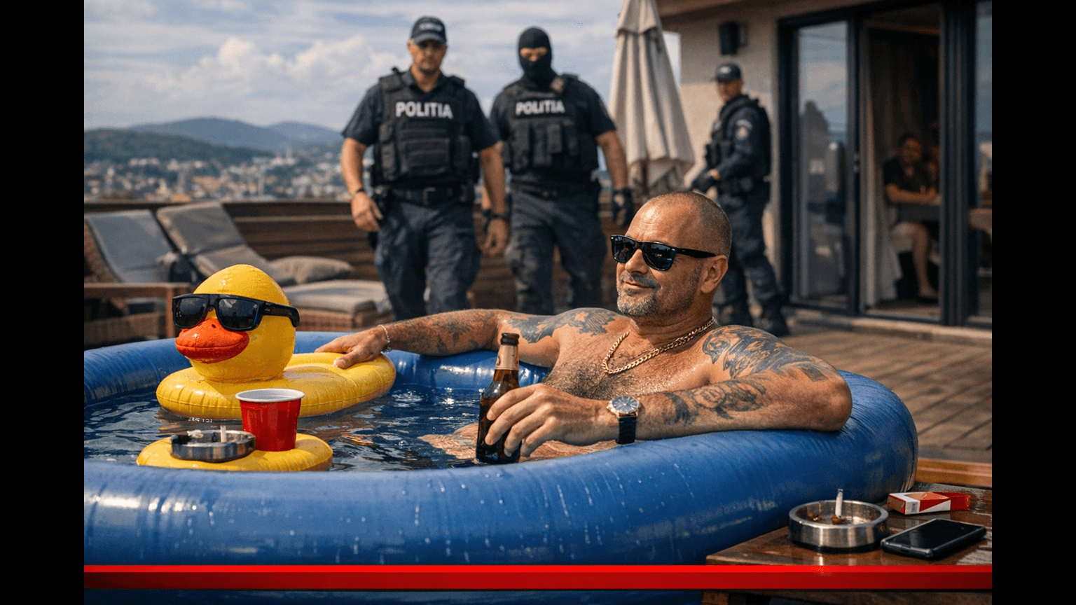 Urmărit internațional pentru trafic de droguri, prins în Bistrița în timp ce se relaxa într-o piscină gonflabilă pe terasă. Cum a fost prins un român