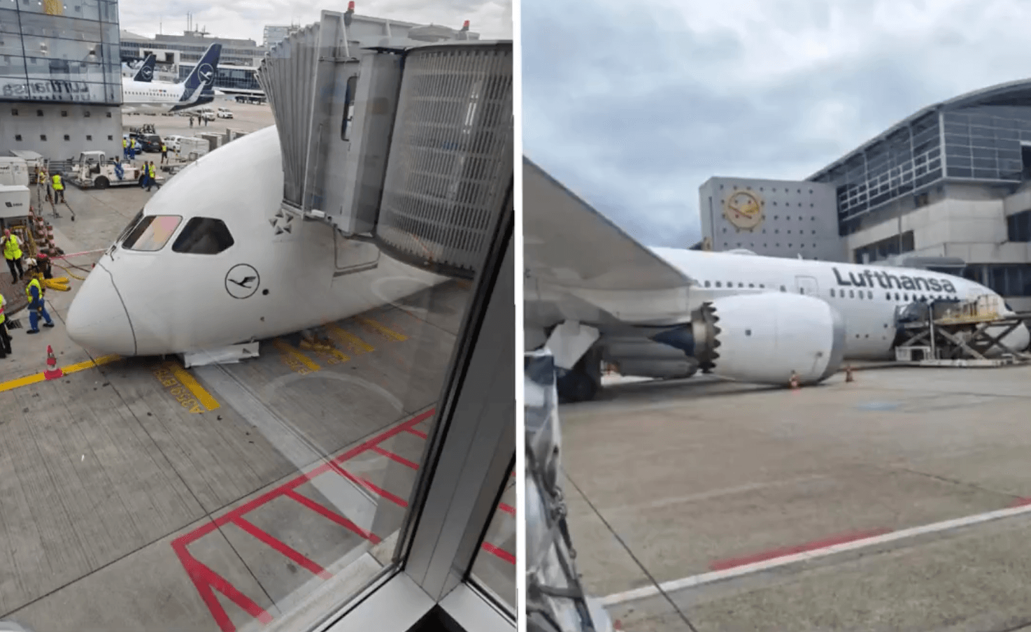 Avarie serioasă la un avion Lufthansa înainte de îmbarcare. Trenul de aterizare al aeronavei a căzut la sol pe aeroportul din Frankfurt (FOTO, VIDEO)
