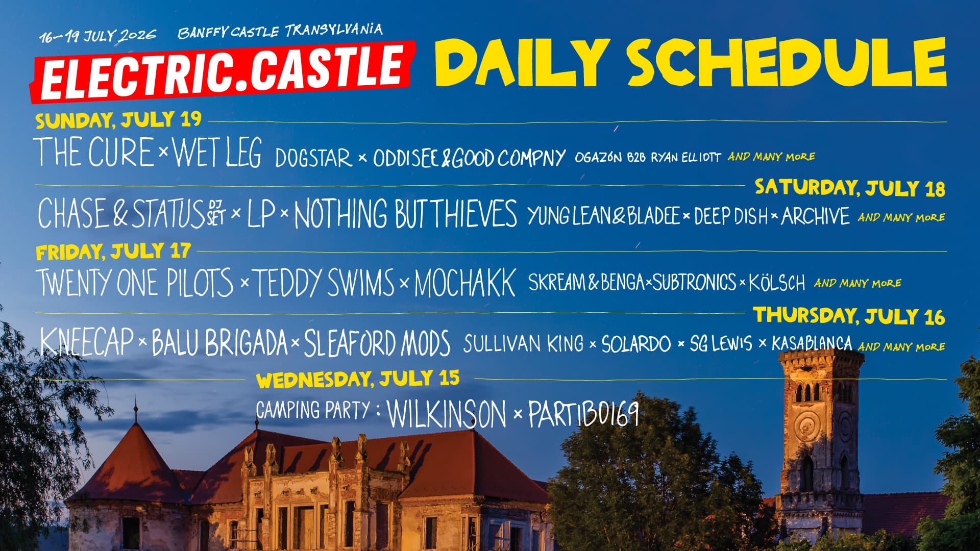 Lineup pe zile la Electric Castle 2026: nu rata ziua cu The Cure, Teddy Swims sau twenty one pilots (Parteneriat)