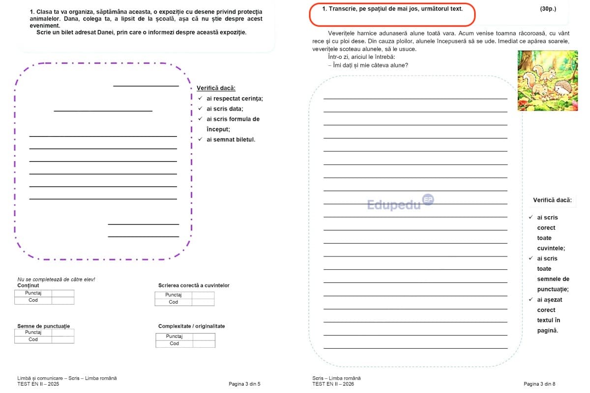 Creativitatea și comunicarea au fost eliminate de Ministerul Educației din cerințele de la Evaluarea Națională de clasa a II-a. Analiza subiectelor de la testarea la „Limbă și comunicare – scris” 2026
