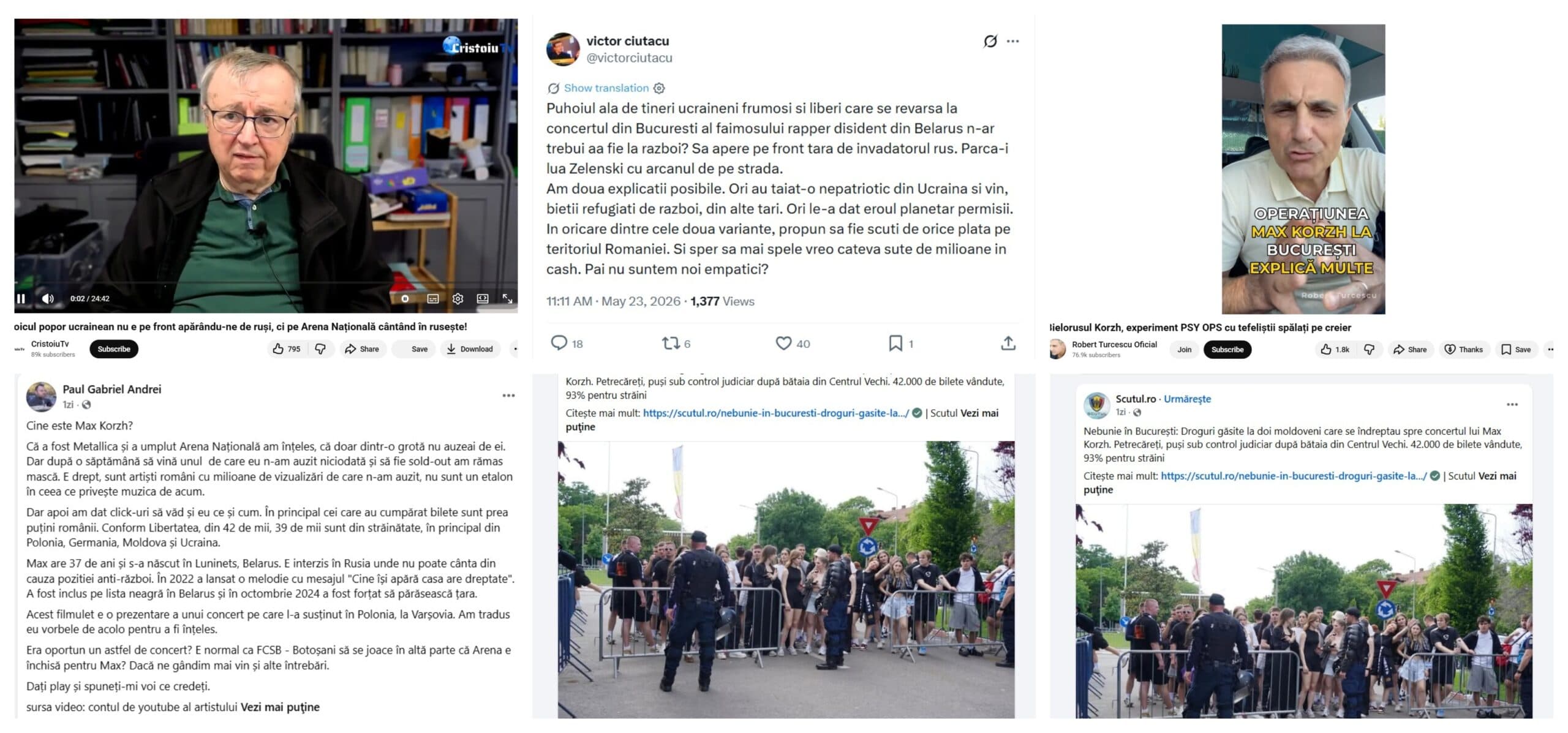 Val de fake-uri despre concertul lui Max Korj: Cum a fost Bucureștiul ”cotropit de armata sovietică” / Acuzații fără dovezi și fake-uri grosolane, în lanț tot weekend-ul