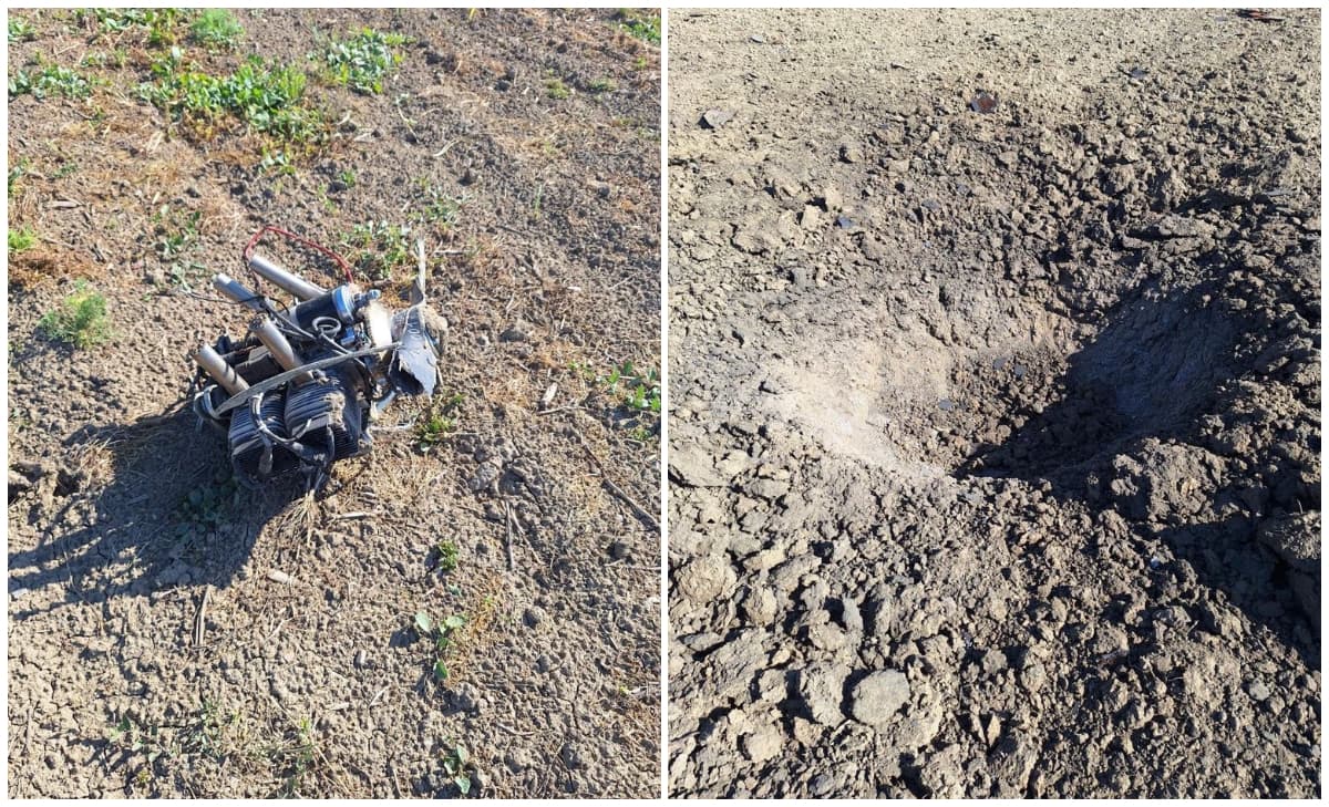 BREAKING | Crater cu diametrul de 1,5 metri pe un câmp din localitatea Padina, județul Tulcea / Un motor ce pare a proveni de la dronă, găsit la 20 de metri și un proiectil cu 2 kilograme de explozibil, descoperit într-o curte