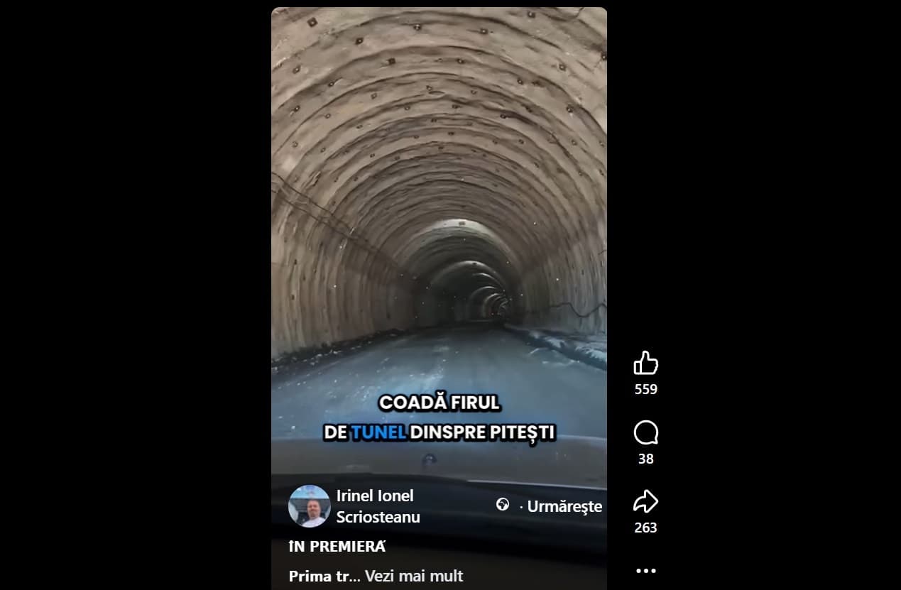 VIDEO | Prima traversare cu mașina prin noul tunel de pe A1 Sibiu – Pitești