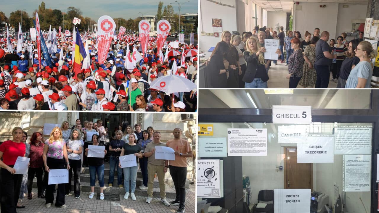 România, blocată de proteste. Legea salarizării scoate în stradă asistenții medicali, angajații ANAF și ai Trezoreriei fac grevă spontană