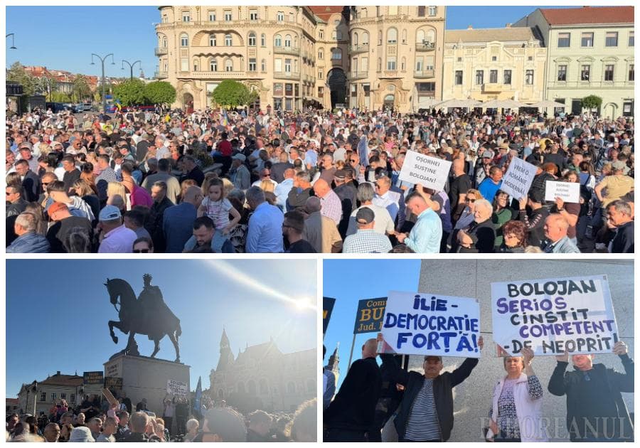 Orădenii au ieșit în stradă pentru a-l susține pe premier: „Bolojan, nu uita, Oradea-i de partea ta”