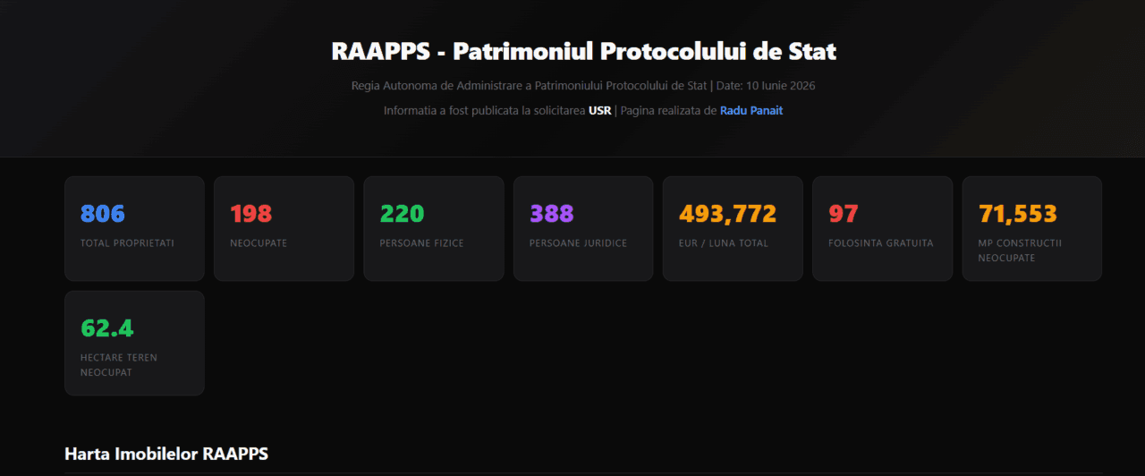 Harta imobilelor RA-APPS, simplificată de un userist. Fostul deputat a făcut şi un top al chiriilor „suspect de ieftine”