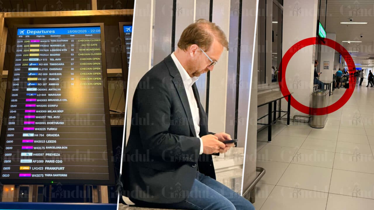 Dominic Fritz, surprins de Gândul pe aeroportul Otopeni, îngândurat și cu ochii în telefon, la câteva momente după decizia Curții Supreme de conflict de interese și la un pas să piardă mandatul de primar. Unde pleacă șeful USR