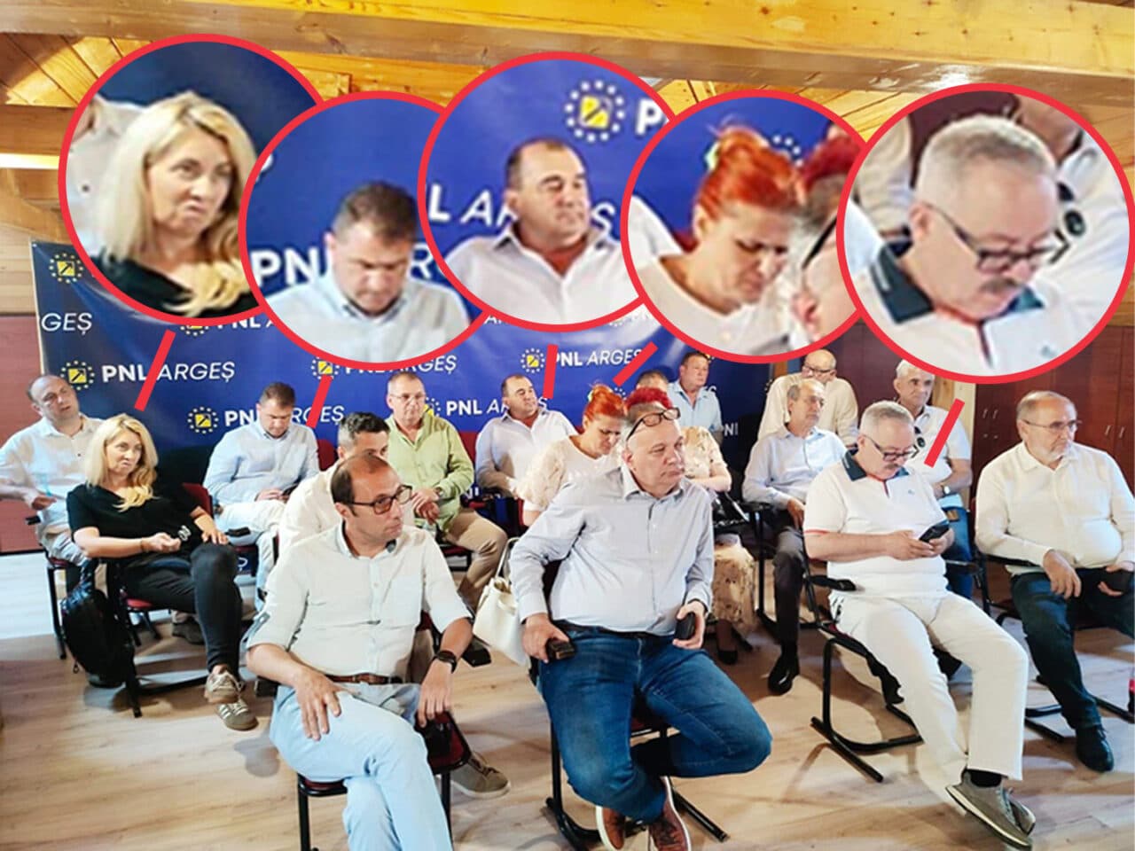 Imagini tragi-comice la PNL Argeș, după execuția Alinei Gorghiu. Prima ședință de partid s-a ținut într-un pod. Liderii ascultă triști ce spune noul șef