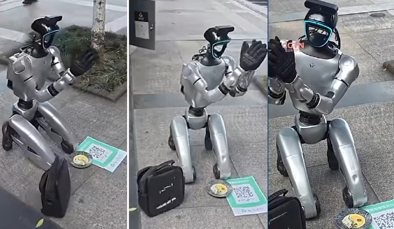În viitor, chiar și cerșetorii ar putea fi înlocuiți. Un robot a cerșit, în genunchi, pe o stradă din China după bani pentru a-și încărca bateria