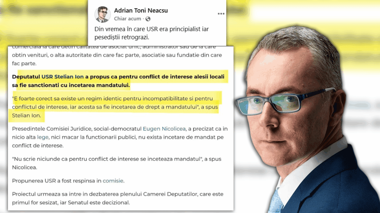 Fostul ministru al Justiţiei, Stelian Ion, a cerut încetarea mandatului aleşilor pentru conflict de interese. Acum, USR spune că e dosar politic