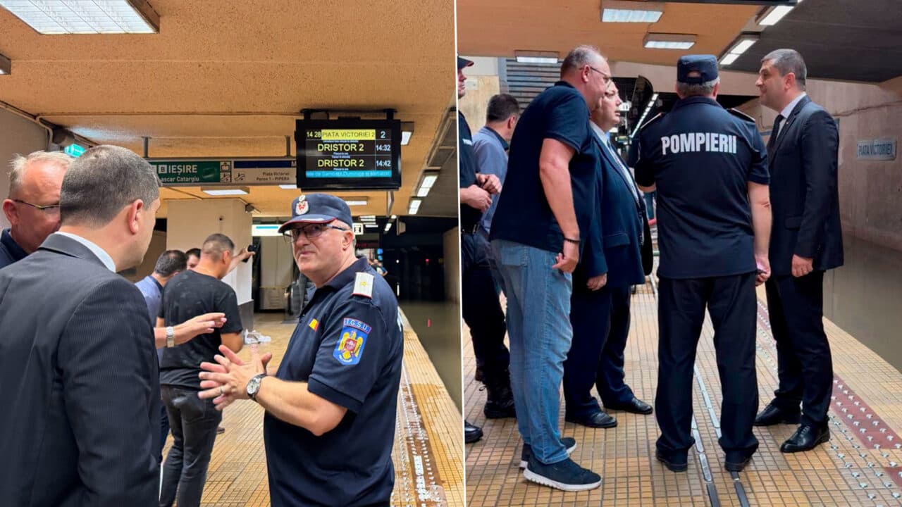 Miruță a anunțat când ar putea fi redeschisă circulația la metroul Piața Victoriei. Stația a fost inundată în urma furtunii violente din București