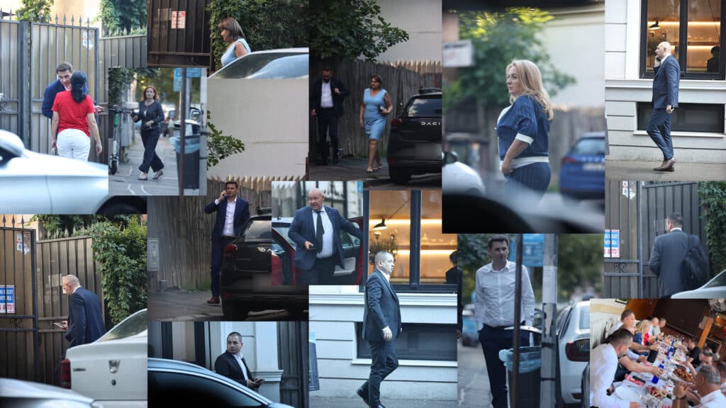 (FOTO/VIDEO) În toiul crizei politice majore, apropiații lui Ilie Bolojan petrec și fac strategii într-un restaurant discret din București. Agenția Mediafax prezintă imaginile