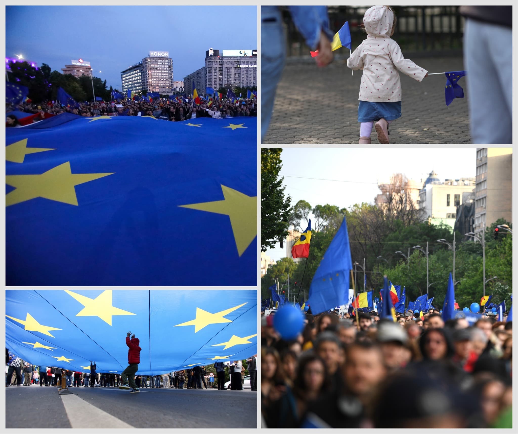 Marş ”în favoarea democraţiei şi a statului de drept”, în Bucureşti/ Organizatori: Acum este momentul să susţinem vocea comună a Europei - împotriva slăbiciunilor interne şi a ameninţărilor externe