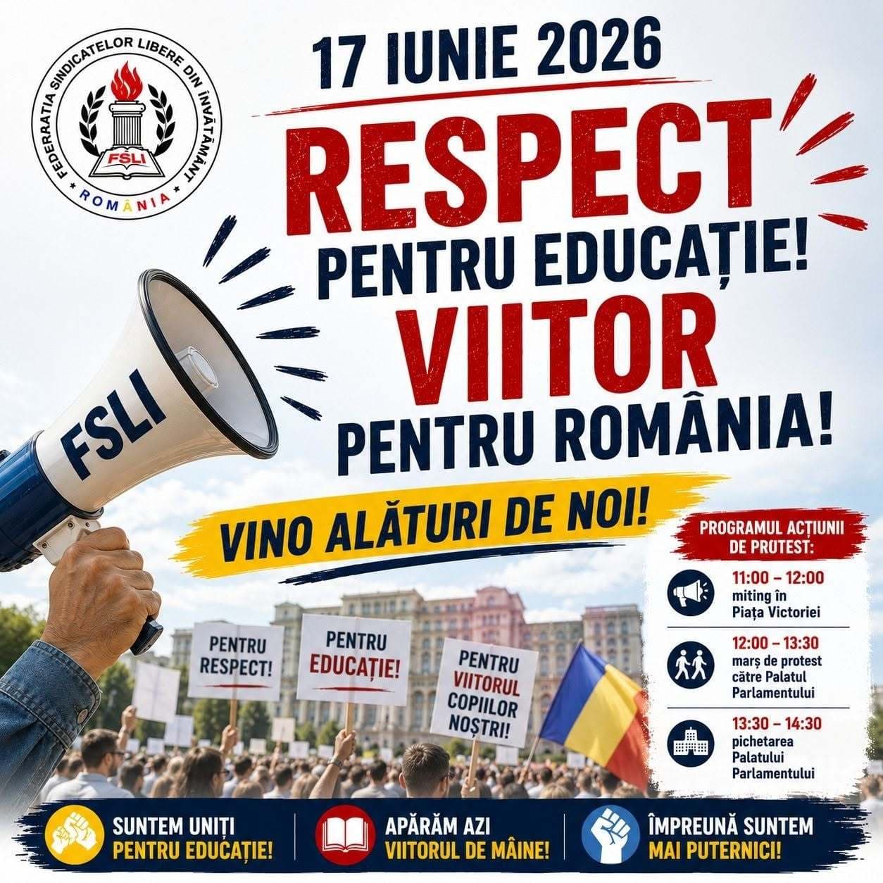 Acţiuni de protest ale sindicatelor din Educaţie, la Guvern şi la Parlament/ Sindicaliştii solicită o salarizare corectă şi resping proiectul Legii privind salarizarea bugetarilor/ Circa 20.000 de persoane, aşteptate la protest