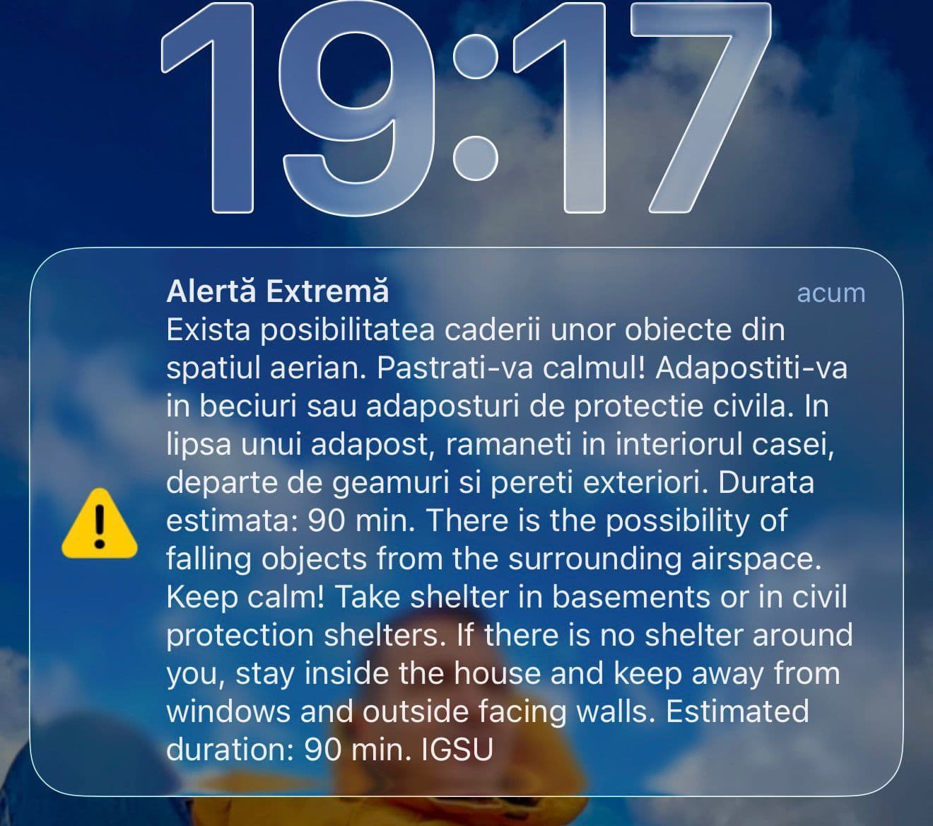 Nou mesaj RO-Alert în judeţul Tulcea, cu privire la posibilitatea căderii de obiecte din spaţiul aerian - FOTO