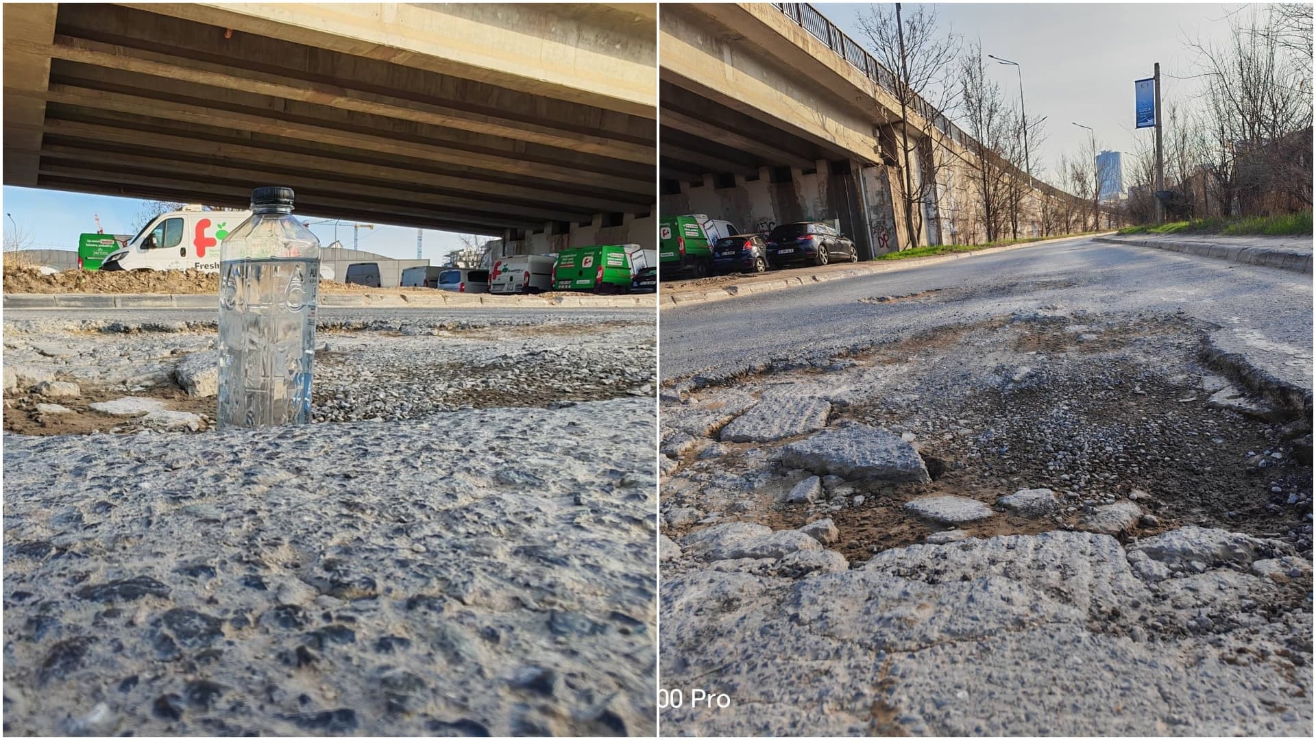 FOTO | Vestigiul istoric de sub podul de la Pipera: un crater uriaș. Bucureșteni: Cred că e acolo de când se mergea prin oraș cu căruța