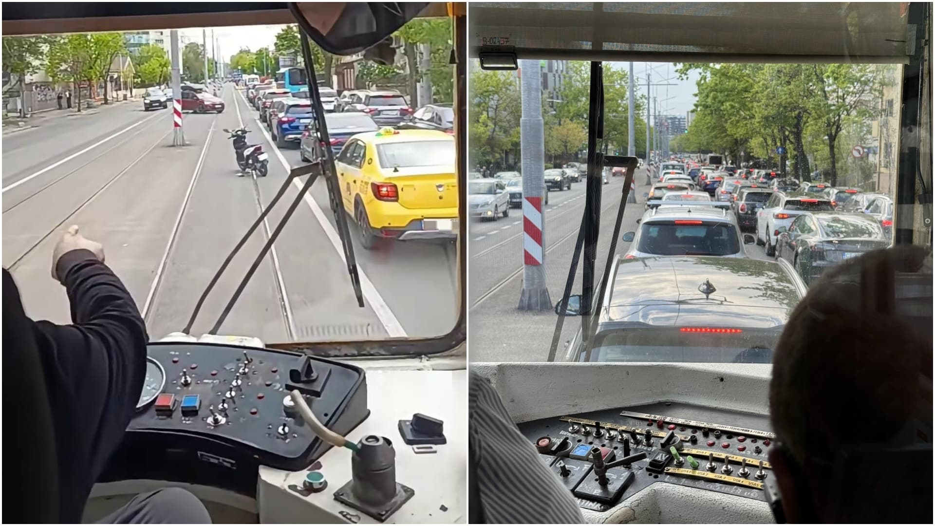 Care e marele eșec de la Linia 5, prima cu șine reabilitate: tramvaie blocate în trafic de mașini, în absența separatoarelor. Propunerile de optimizare ale asociației Metrou Ușor