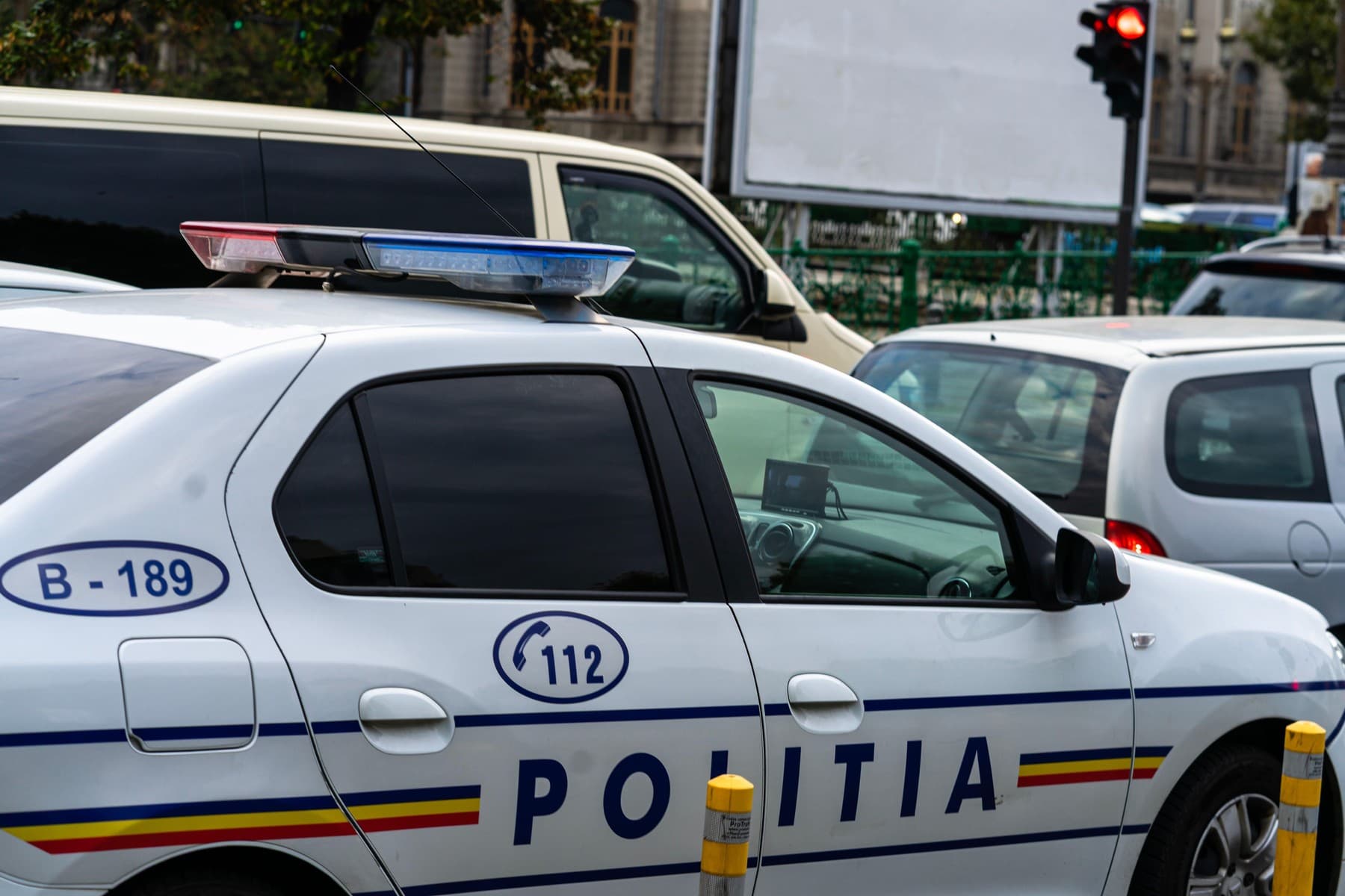 Autospecială de Poliţie, oprită în trafic de un echipaj de la Rutieră pentru depăşirea vitezei legale. IPJ Galaţi face verificări