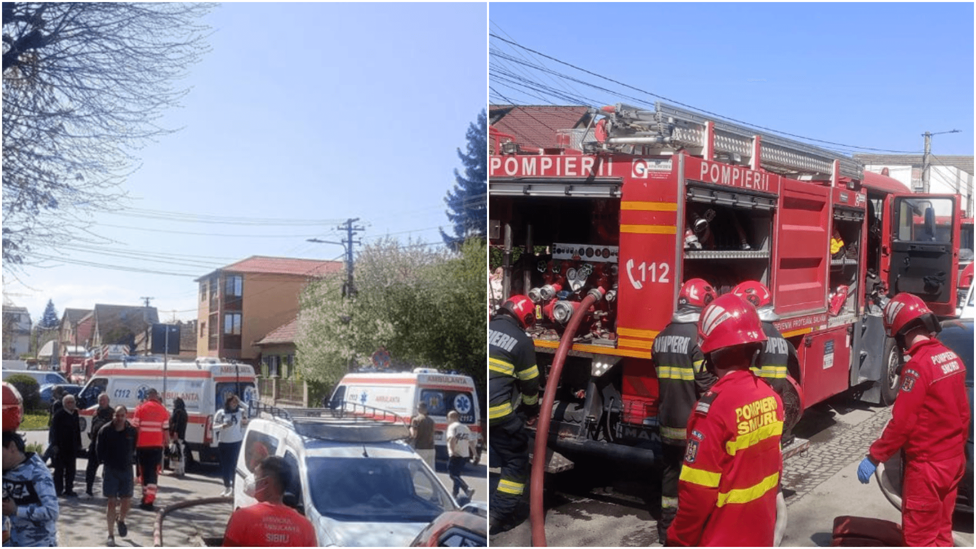 Incendiu puternic într-un bloc din Sibiu: zeci de locatari evacuați. Trei persoane au ajuns la spital