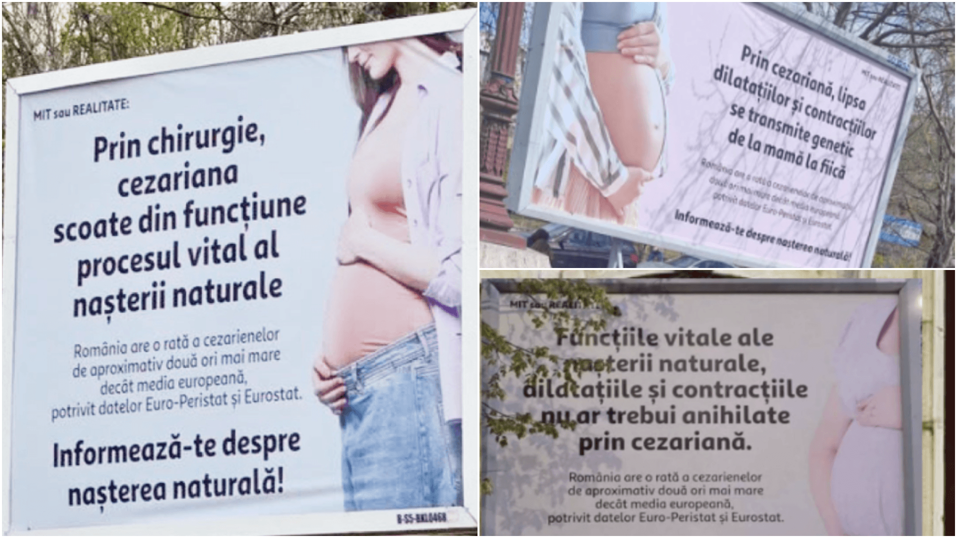 Colegiul Medicilor reacționează la apariția panourilor anti-cezariană din București: „Afirmațiile sunt lipsite de fundament științific”