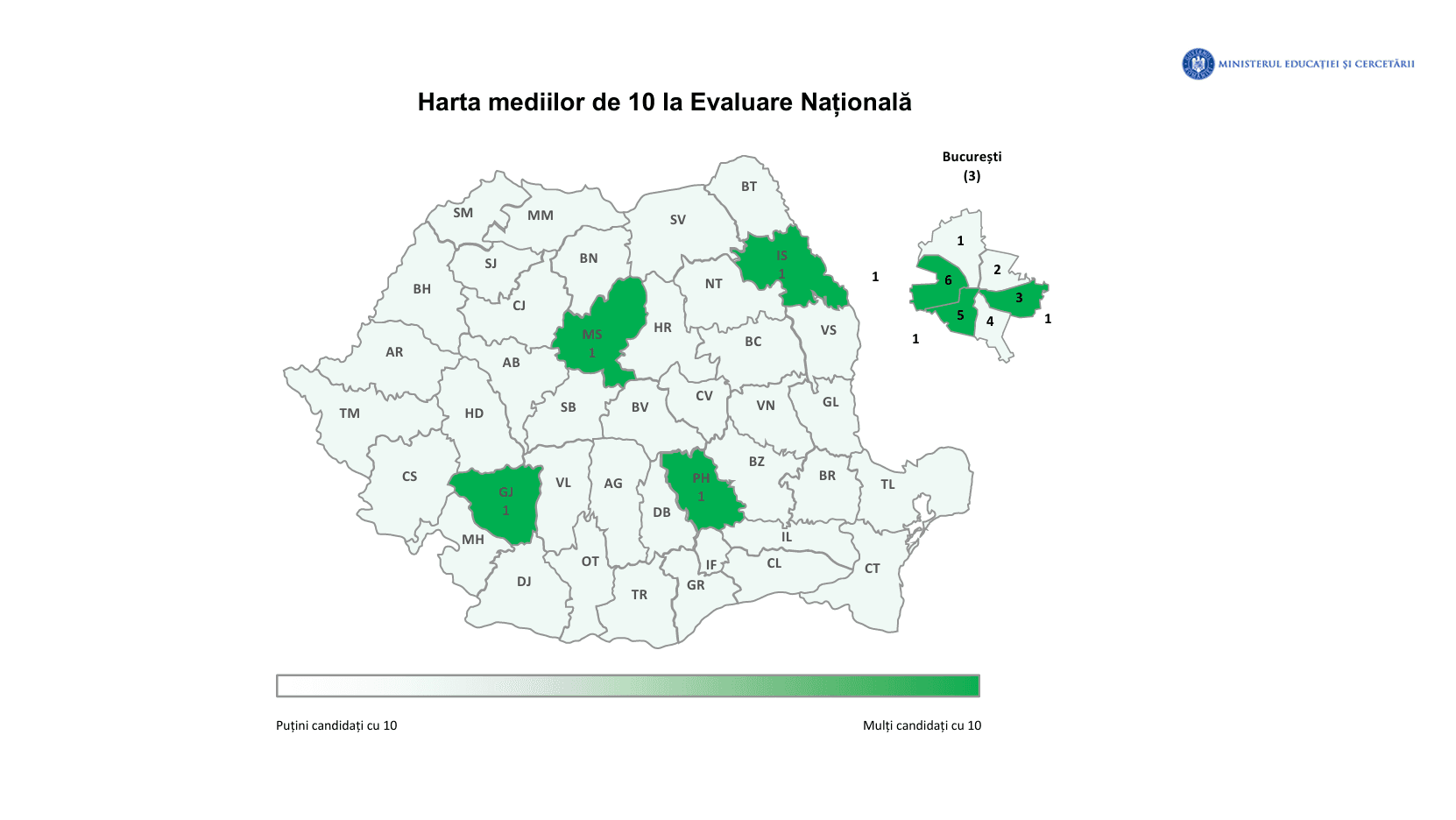 Harta mediilor de 10 la Evaluarea Națională 2026. Județele în care elevii au obținut punctajul maxim