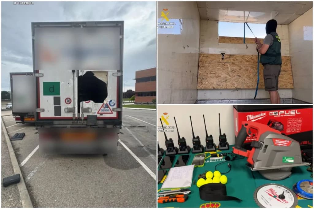 Zece români, arestați în Spania după jafuri ca-n filme. Săreau pe camioane aflate în mers și furau marfa de lux