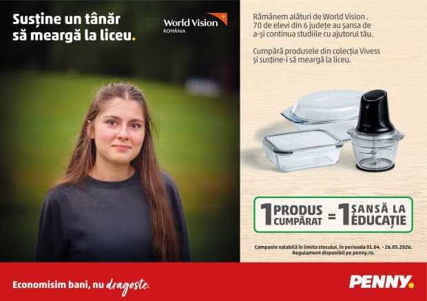 Gătești cu pasiune și trimiți un copil la liceu! Campania PENNY care transformă cumpărăturile tale în șanse la educație