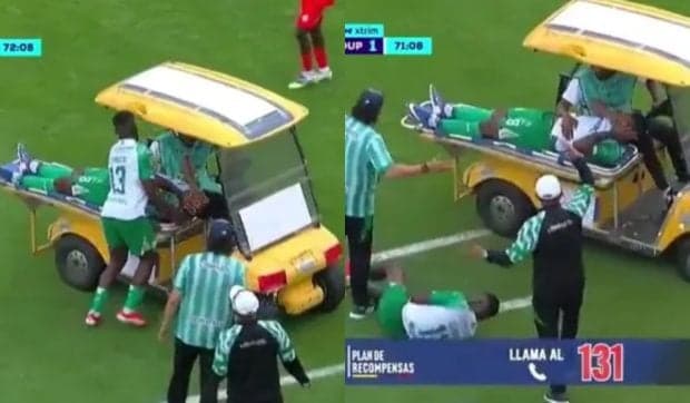 Un fotbalist a fost lovit și doborât la pământ de mașinuța care transporta un coechipier accidentat